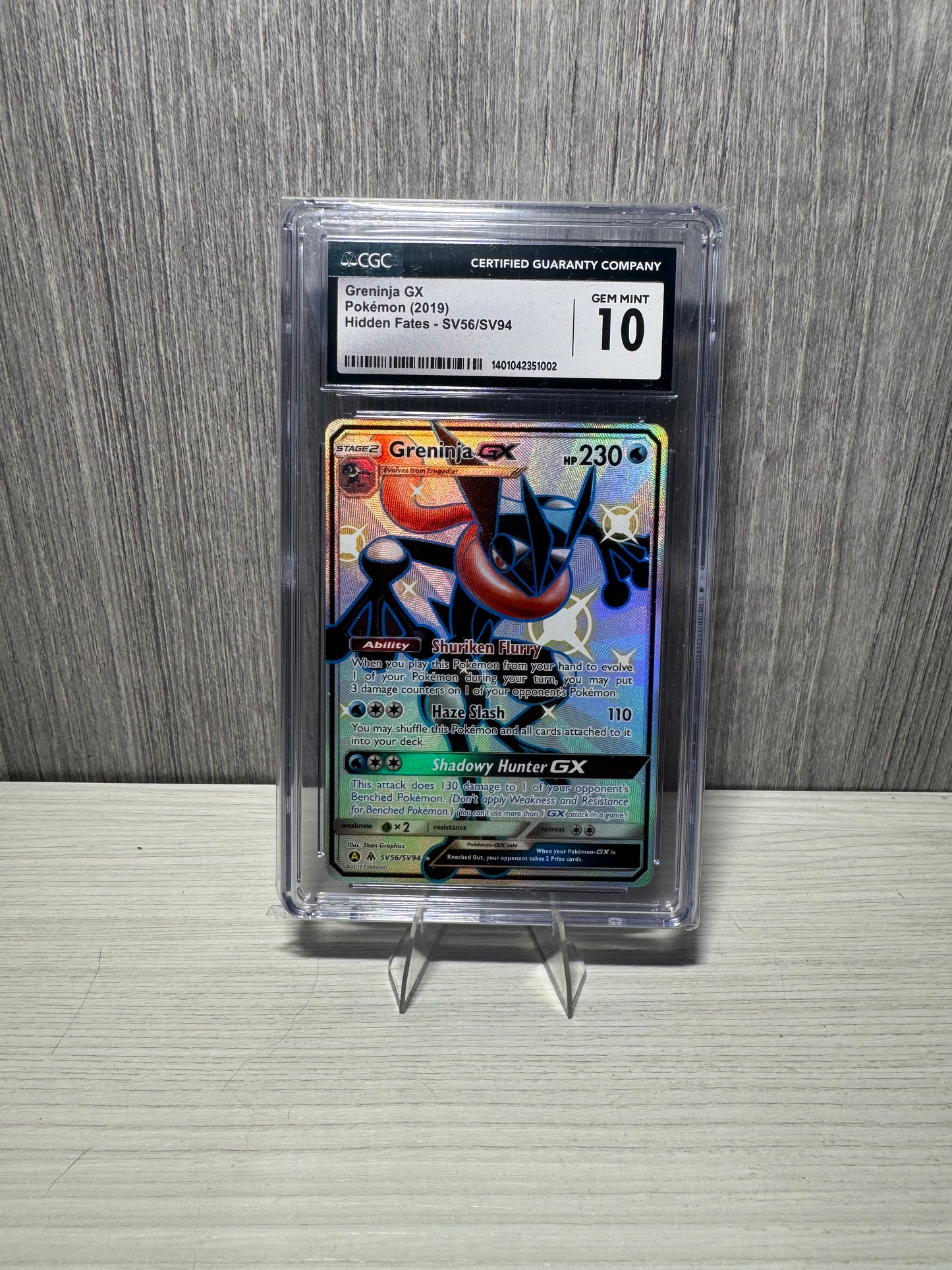 Shiny Greninja GX 2019 Pokemon Sun & Moon Hidden Fates Full Art FA #SV56 CGC 10